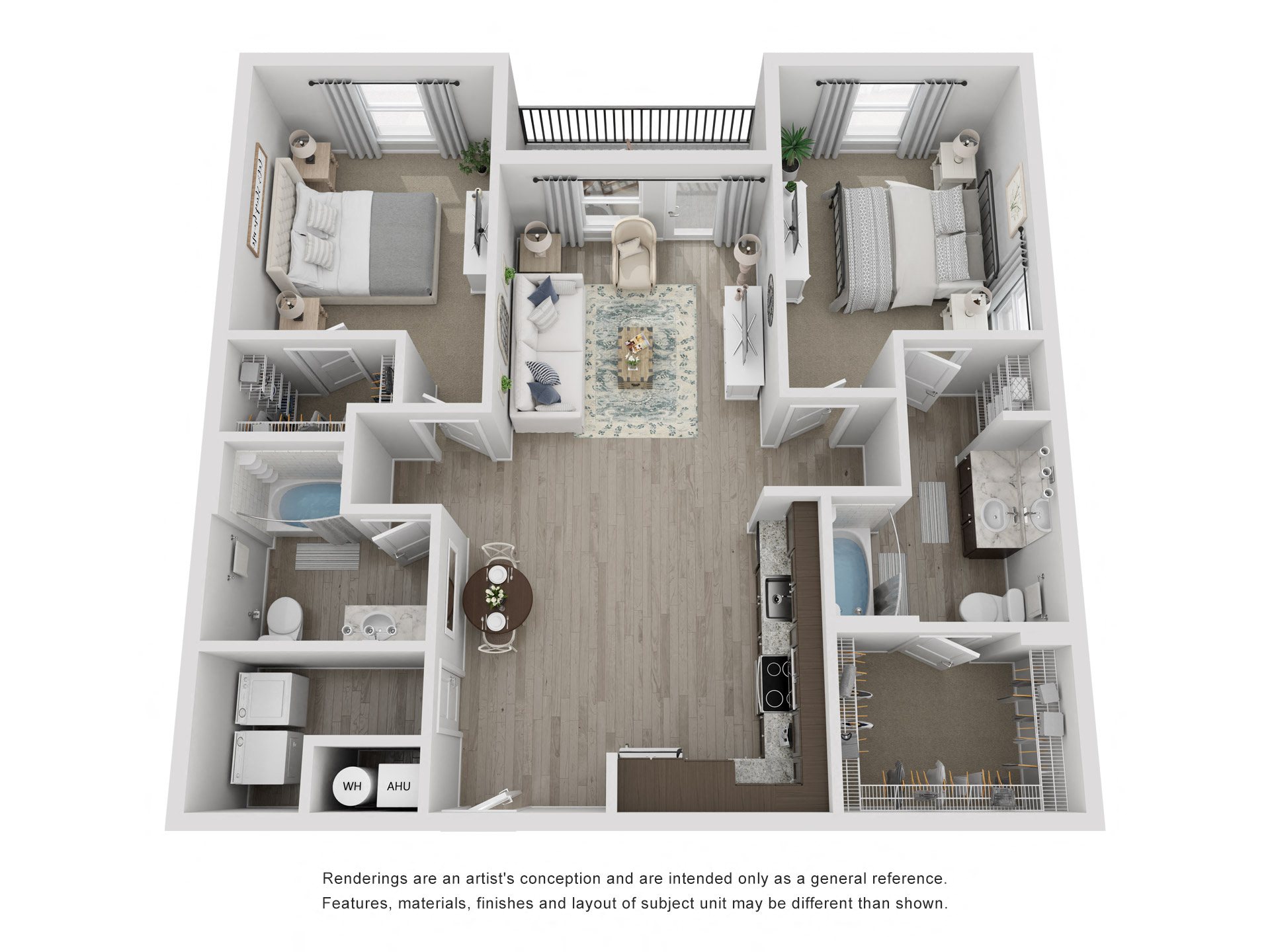 Floor plan for 2 beds, 2 baths, 1176 sqft